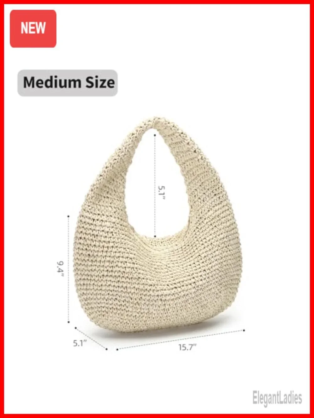 Handmade Straw Woven Crescent Hobo Shoulder Bag Beach Purse Tote